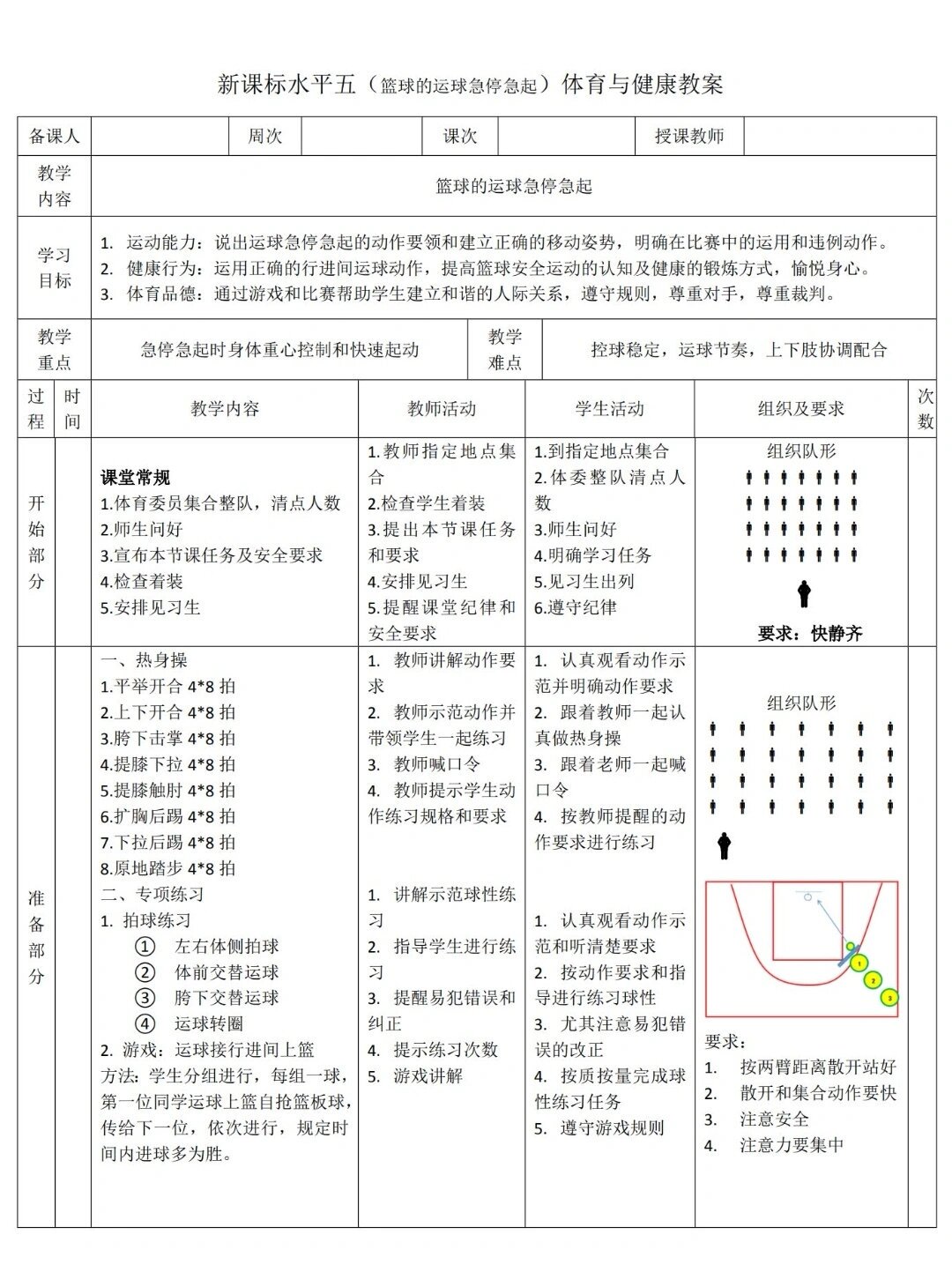 初中篮球训练方案设计